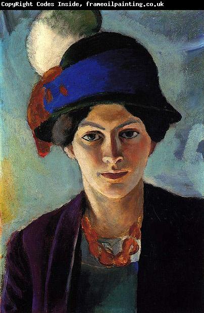 August Macke Portrait of the artist's wife with a hat